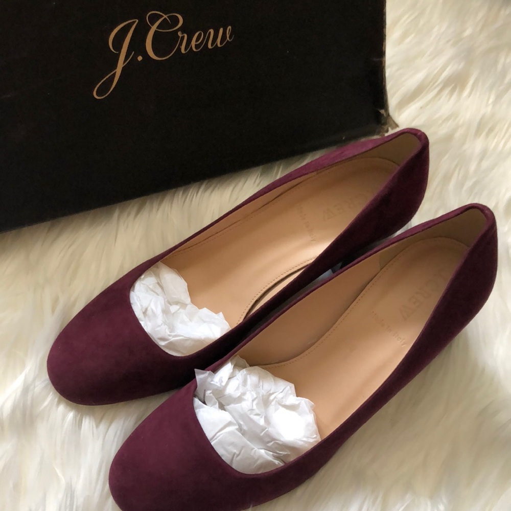 Brand New Jcrew Lucite Suede Block heels - 8